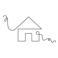 illustration of a house drawing in continuous line style. lines, unique, minimal concept vector