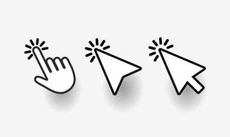 Hand pointer icons Pointer click Cursor icon Clicking finger Computer mouse click vector