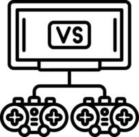 A black and white illustration of two controllers connected to a computer vector
