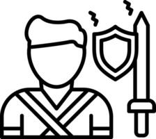 A man with a sword and shield icon vector
