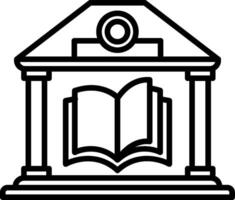 A black and white illustration of a library building vector