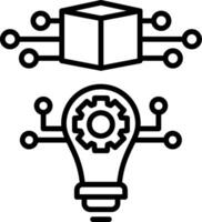 A black and white image of a light bulb and a box vector