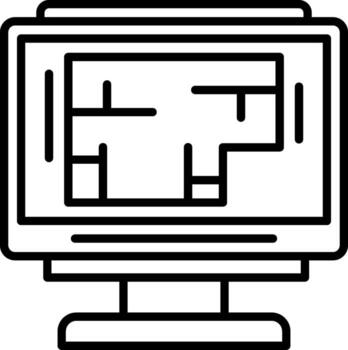 A computer monitor with a map on it vector
