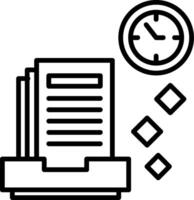 A clock and a stack of papers are next to a clock vector