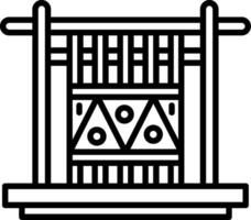 A black and white drawing of a weaving machine vector