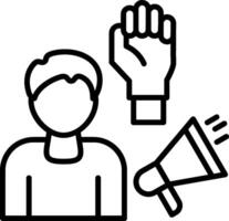 A man holding a megaphone and a hand with a hand vector