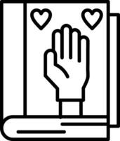 A hand is holding a book with hearts on it vector