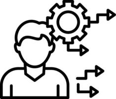 A man with a gear on his head and arrows pointing to it vector