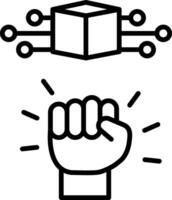 A fist with a cube and a fist with a fist vector