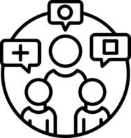 A circle with people and speech bubbles vector