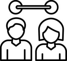A couple is standing under a lock icon vector