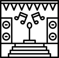 A black and white image of a stage with music notes vector