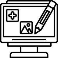 A computer monitor with a pen and a picture vector