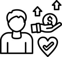 A man holding a dollar sign and an arrow pointing up vector