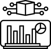A black and white image of a computer screen with a bar graph vector
