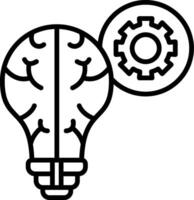 Light bulb with gears and brain icon vector