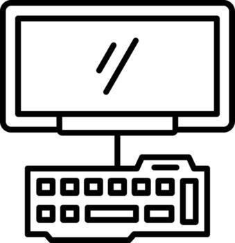 Computer icon with keyboard and monitor vector