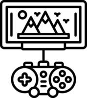 A game controller and monitor on a table vector