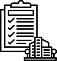 A checklist with a building and a check box vector