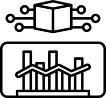 A black and white image of a bar graph and a cube vector