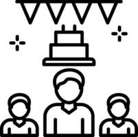 A black and white image of a group of people with a cake vector