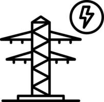 Electricity tower with lightning and power lines vector