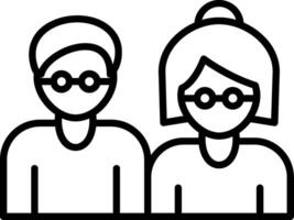 A couple with glasses and a black outline vector