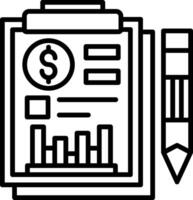 A black and white image of a clipboard and pencil vector