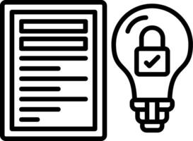 A light bulb and a padlock are next to a document vector