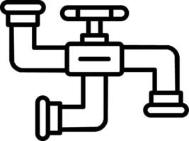 A black and white illustration of a pipe with two valves vector