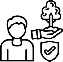 A man holding a tree and a shield with a check mark vector