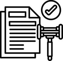 A gavel and a document with a check mark vector