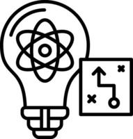 An icon of a light bulb with an atom symbol vector