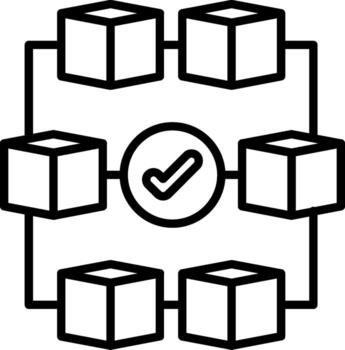 A black and white image of a cube with a check mark vector