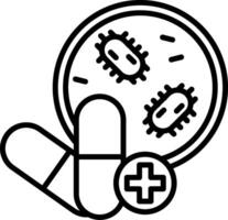 A black and white image of a pill and a virus vector