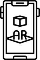 A black and white image of a tablet with an ar logo vector