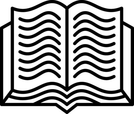 An open book with wavy lines on it