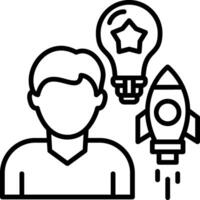 A man with a rocket and light bulb icon vector