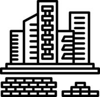 A city skyline with a building in the middle vector