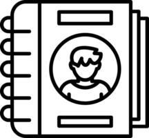 A person is in a notebook with a picture of a person vector
