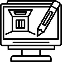 A computer monitor with a pencil and a computer vector