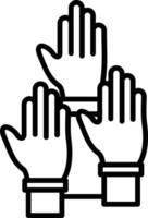 Three hands holding up a sign that says help vector