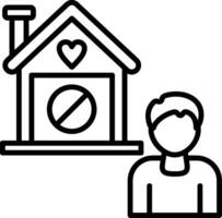 A man is standing in front of a house with a heart vector