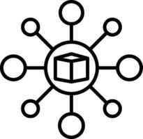 A black and white image of a cube with a circle around it vector