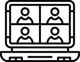 A laptop with people on it and a screen vector