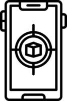 A black and white image of a smartphone with a box on it vector