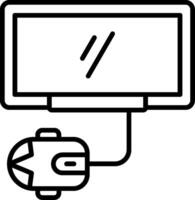 A black and white illustration of a computer monitor vector