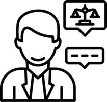 A man with a speech bubble and a scale vector