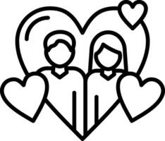 A couple in a heart shape with hearts around them vector