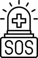 A black and white image of a tombstone with the word sos vector